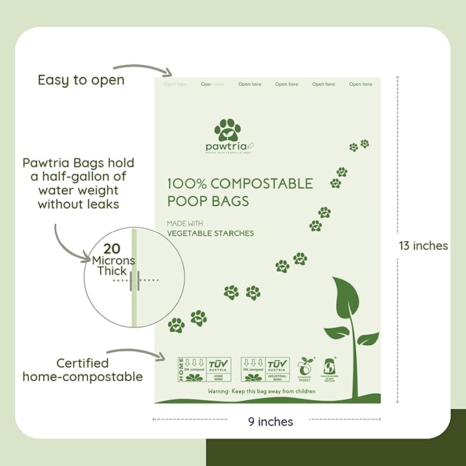 Pawtria Eco Duo Set: Dog Poop Bags (120) + Premium BPA Free Silicone Treat Case (3.25"H X 2.75"L), BPA-Free, Leak-Proof, Biodegradable, Zero Waste, Supports Rescue Dogs (Treat Case + 120 Poo Bags)