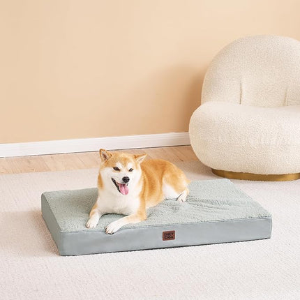 EHEYCIGA Washable Dog Beds for Extra Large Dogs, XL Dog Bed with Removable Cover for Crate, Orthopedic Foam Pet Bed Dog Mat Mattress Cushions for Extra Large Dogs, Greyish Green(41 x 27)