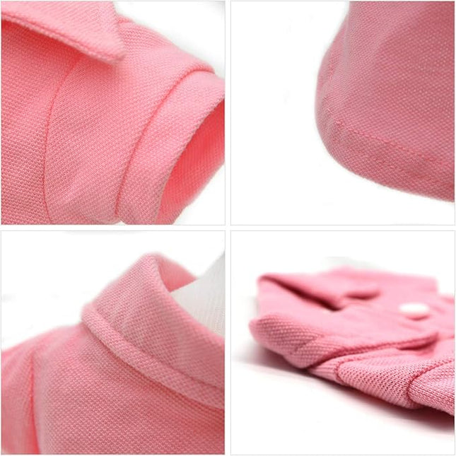 lovelonglong Basic Dog Polo Shirts Premium Cotton, Polo T-Shirts for Large Medium Small Dogs with a Two-Button Collar Blank Color Pink M