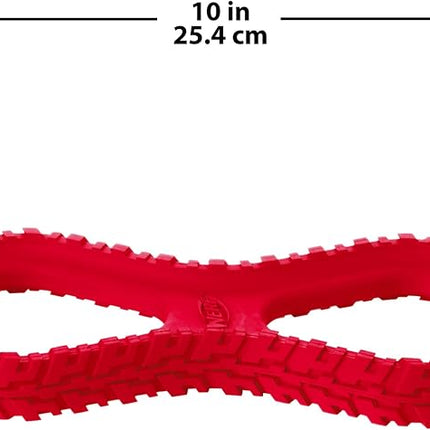 Nerf Dog Rubber Tug Dog Toy with Interactive Tire Track Texture, Lightweight, Durable and Water Resistant, for Medium/Large Breeds, Single Unit, Red