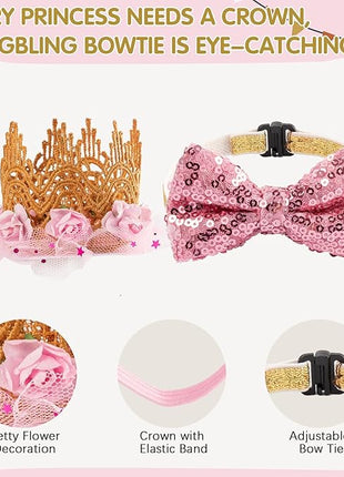 BINGPET Dog Tutu Skirt with Birthday Hat & Bowtie,Dog Wedding Dresses Birthday Outfit Girl Party Supplies,Sweet Gift for Small to Medium Pets Cats