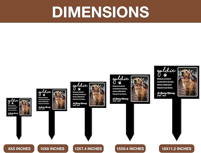 Bfi Gift Customized Dog Memorial Pet Plaque Stake with Paw Photo Grave Marker Cross for Garden or Yard Memorial Gifts