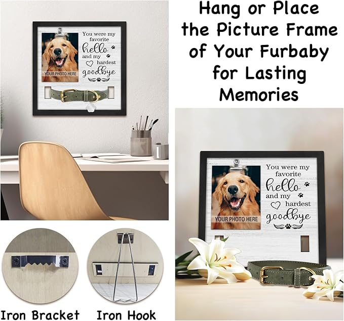 Dog Memorial Gifts for Loss of Dog, Loss of Dogs Sympathy Gift Pet Loss Sympathy Frame with Collar Holder, Pet Cat Remembrance Bereavement Gift