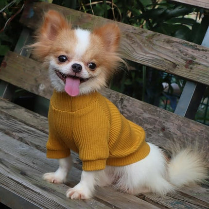 LOPHIPETS Small Dog Turtleneck Sweaters for Teacup Chihuahua Yorkie Puppy Cat Clothes-Yellow/XS