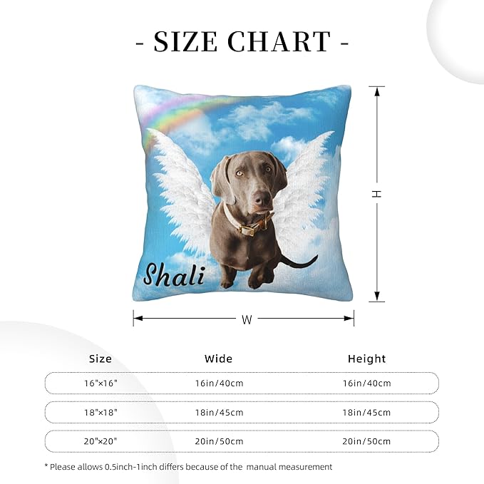 Funnylife Personalized Pet Memorial Throw Pillow with Photo Pet Memorial Gifts for Dogs Cats Loss of Dog Sympathy Gift Dog Bereavement Remembrance Picture Pillow