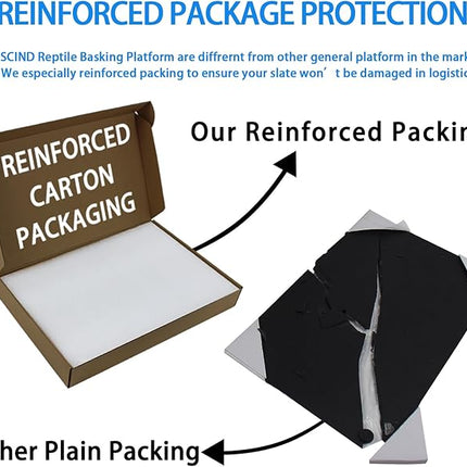 Extra Large 15.7 × 11.8" Reptile Basking Platform, Reptile Slate, Basking Rock, Slate Tiles Rocks for Reptiles,Terrarium Bowls for Bearded Dragon Tortoise Turtle Ball Python Snake Lizard Gecko