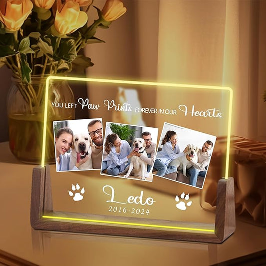Custom Dog Memorial Gifts for Loss of Dog, Customized Pet Memorial Gifts, Personalized Dog Memorial Night Light Acrylic Plaque, In Memory of Dog, Loss of Pet Sympathy Gifts, Memorial Gifts for Cats