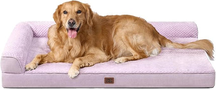 EHEYCIGA Memory Foam Dog Bed XLarge Sized Dogs, Extra Large Dog Bed Orthopedic with Washable Removable Cover, Waterproof XL Pet Bed Couch, 44x32x6.5 Inches, Lilac