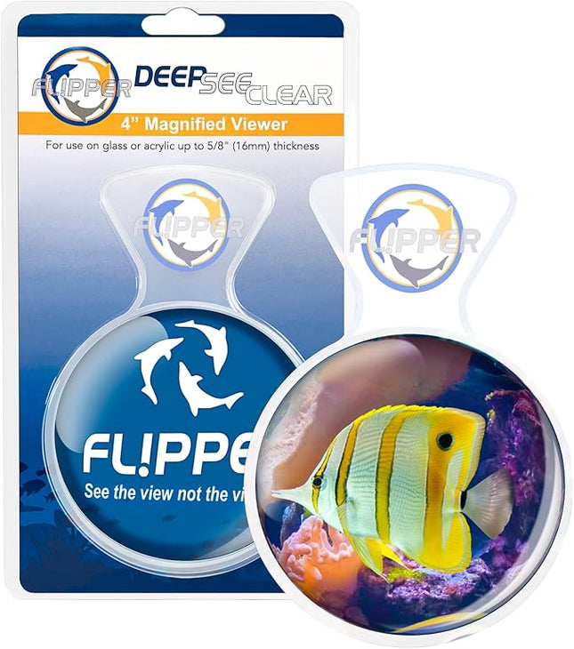 Flipper DeepSee 4" Magnetic Aquarium Viewer – Optical-Grade Magnifying Lens for Glass & Acrylic Tanks up to 5/8" Thick – Hands-Free Underwater Viewing for Fish, Corals & Aquarium Photography – Clear