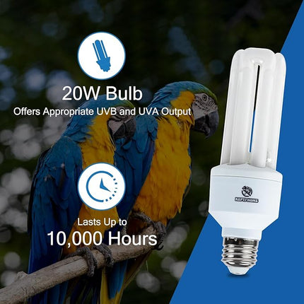 UVA UVB Light Bulb for Birds 2.4 UVB 20W Compact Flourescent Lamp for All Kinds Captive Birds