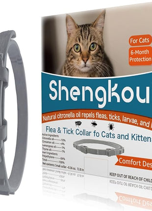 Cat Flea & Tick Collar - Premium Plant-Based Essential Oils, Waterproof, 6-Month Protection for Small Kittens, 1 Pack