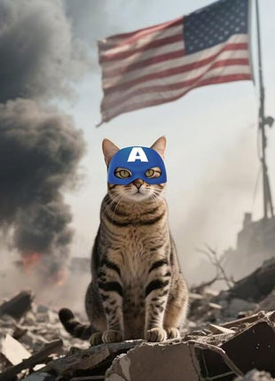 Cat Bat Mask Halloween Costumes Accessories for Cats, Cat Bat Cosplay Apparel (Medium, Blue Captain)