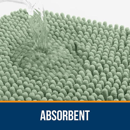 OLANLY Bathroom Rugs 59x24, Extra Soft Absorbent Chenille Bath Rugs, Rubber Backing Quick Dry, Machine Washable Bath Mats for Bathroom Floor, Tub and Shower, Home Decor Accessories, Sage Green