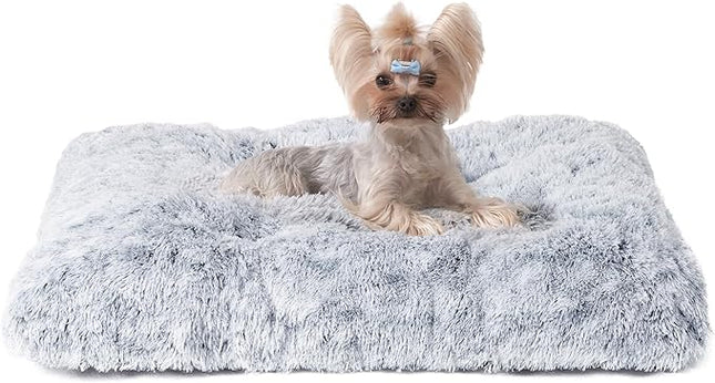 EHEYCIGA Fluffy Dog Crate Bed for Small Dogs, Plush Faux Fur Crate Pad, Calming Anti Anxiety Small Dog Bed