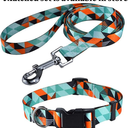 Dog Collar with Bohemia Floral Tribal Geometric Patterns - Soft Ethnic Style Collar Adjustable for Small Medium Large Dogs (Geometry,XS)