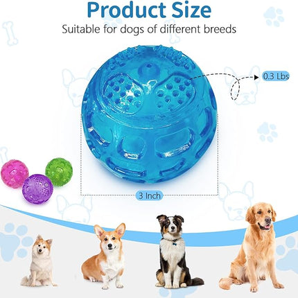 3'' Squeaky Dog Toy Balls for Lagre Medium Breed, Indestructible Dog Balls for Playing, Fetching & Retrieving, Durable Aggressive Chewers, 2 PCS Purple