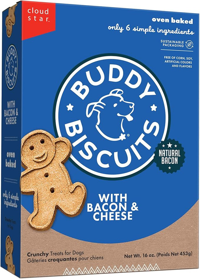 Buddy Biscuits 16 oz. Box of Crunchy Dog Treats Made with Bacon & Cheese