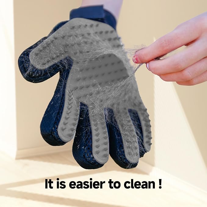 Cat & Dog Grooming Gloves for Shedding - Efficient Deshedding Pet Grooming Gloves 2-in-1 Deshedding Brush & Massage Mitt-Safe for Dogs & Cats (1 Pair Gray)