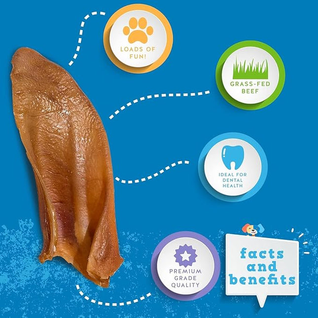 Jack&Pup Natural Half Pig Ears for Dogs Large, Pigs Ears for Dogs - Premium Dog Ear Treat - Dog Chew Treats for Large and Small Breeds (5 Pack)