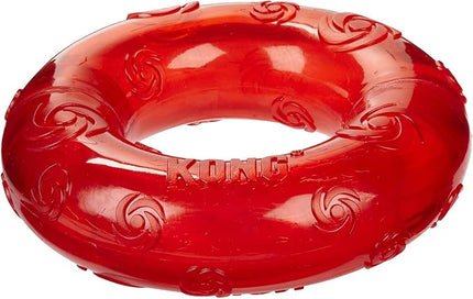 KONG - Squeezz® Ring - Strong Squeaky Dog Toy, bounces and squeaks even if punctured - For Large Dogs (Assorted Colors)