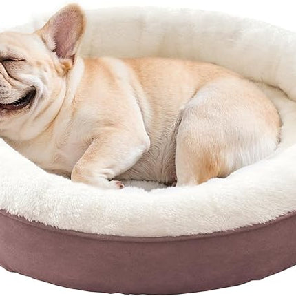 Love's cabin Round Donut Cat and Dog Cushion Bed, 30in Pet Bed for Medium or Large Dogs, Anti-Slip & Water-Resistant Bottom, Soft Durable Fabric Pet beds, Washable Calming Cat & Dog Bed Burlwood