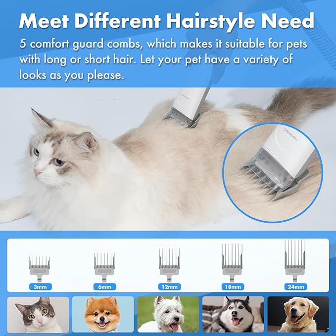 Neakasa P2 Pro Dog Cat Grooming Brush, Strong Vacuum Suction, 2L Large Capacity, Clippers Professional, Dog Grooming Kit for Thick Short Long Hair, Silent