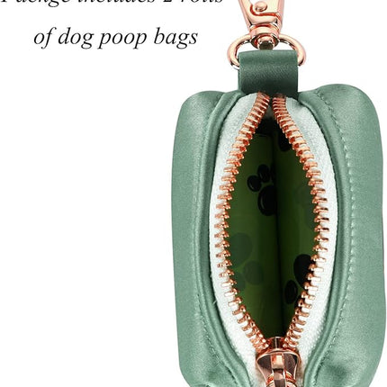 Lionet Paws Cute Poop Bag Holder with Bag for Leash, Silk Dog Dispenser, Matching Collar