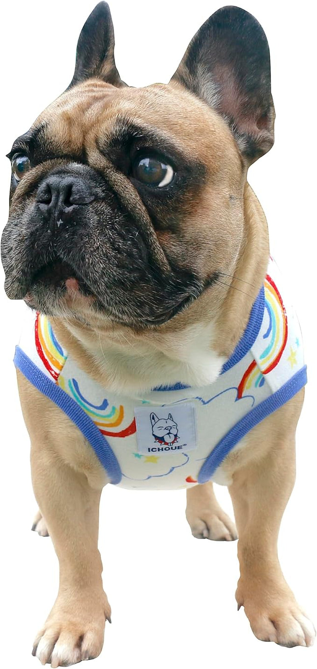 iChoue 100% Breathable Cotton Pug Halloween Cartoon T Shirts Cute Clothes for Dogs Vest Tank Tops Puppy French Bulldog Frenchie English Boston Terrier Rainbow - Small