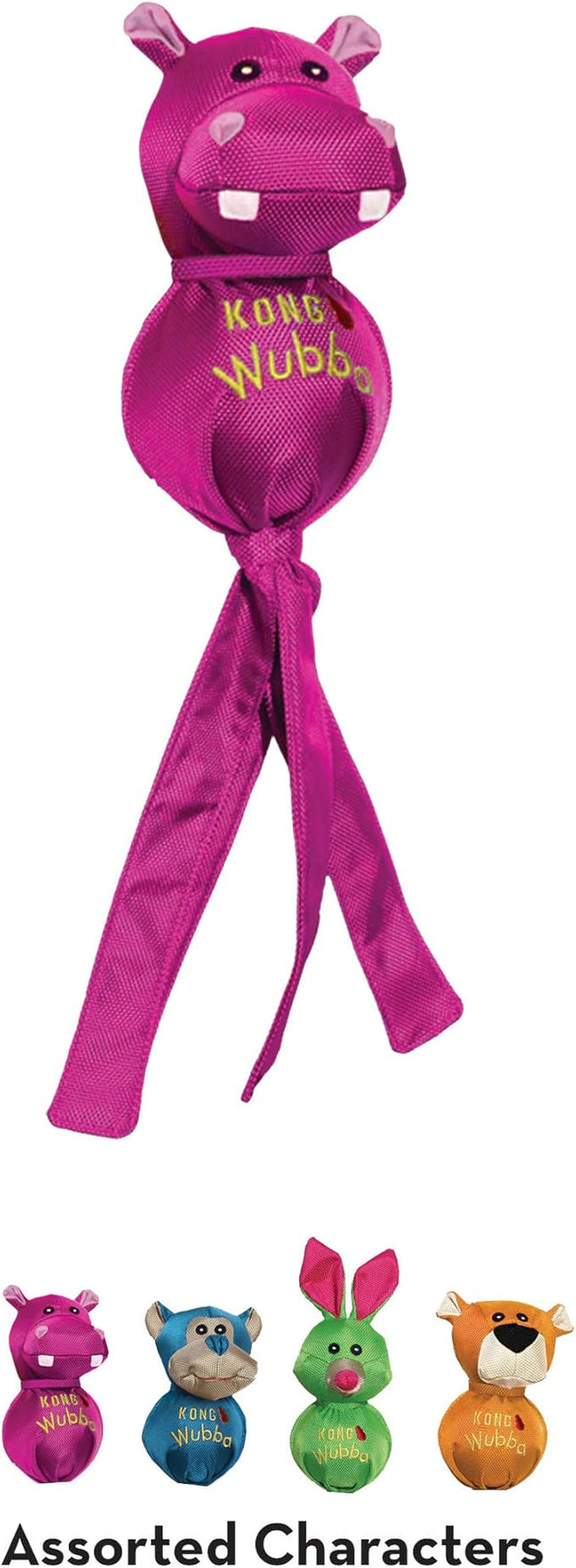 KONG Wubba Friends Ballistic Dog Toy - Durable Interactive Squeaky Toy, Assorted Colors/Animals, Fetch & Tug-of-War (Small)