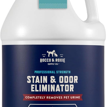 Rocco & Roxie Supply Co. Stain & Strong Odor Eliminator, Enzyme Cleaner, Pet Odor Eliminator for Home - Carpet Stain Remover for Cats & Dog Pee - Urine Destroyer - Carpet Cleaner Spray, 1-Gallon