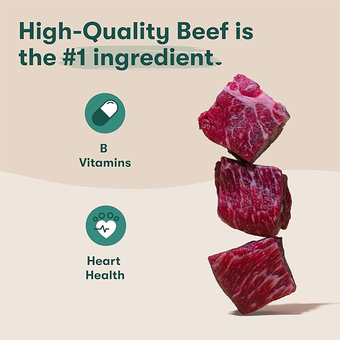 Jinx Beef Wet Dog Food Pouches, Meal or Dog Food Topper Mix-in, Made with Real Beef & Chicken, Bone Broth & Brown Rice, No Fillers, Puppy, Adult, Senior, 3oz, 8 Pack