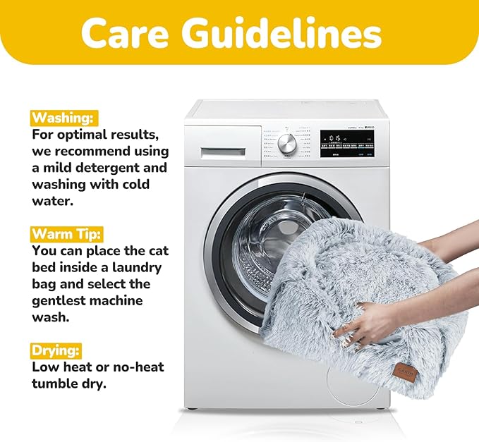 CATISM Cat Beds for Indoor Cats 2 in 1 Cat Bed Cave Machine Washable Fluffy Cat Cave Bed Foldable Non-Slip Washable Cushioned Pillow Soft Plush Premium Cotton Pet Bed for Kittens and Small Dogs Gray L