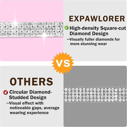 EXPAWLORER Soft Velvet Safe Cat Collars for Girl Cats - Rhinestones Bling Diamante Adjustable Collars Breakaway- Chirstmas Cat Clollar Gifts with Bells for Boy Cats Kitty and Small Dogs