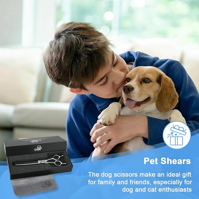 7" Thinning Shears for Dogs – 50 Teeth Thinning Scissors for Pet Grooming, Precision Blending Scissors for Dogs and Cats, 440C Stainless Steel, Texturizing Shear with Comfortable Grip