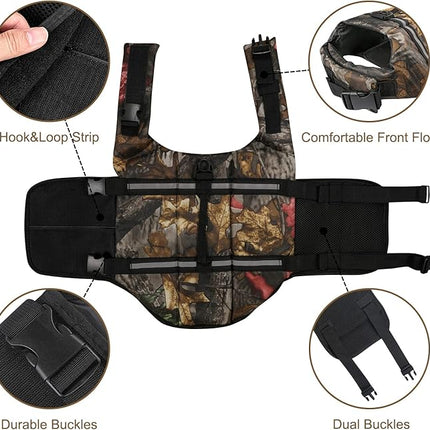 HAOCOO Dog Life Jacket Vest Saver Safety Swimsuit Preserver with Reflective Stripes/Adjustable Belt Dogs(Camouflage,XXS)