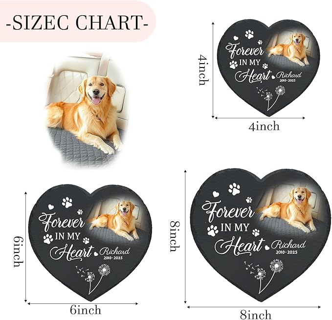 Personalized Pet Memorial Stone - Custom Dog Grave Marker with Name & Photo - Sympathy Gifts for Loss of Beloved Dog - Cemetery Decor - Rainbow Bridge Memorial for Dogs (Style C)