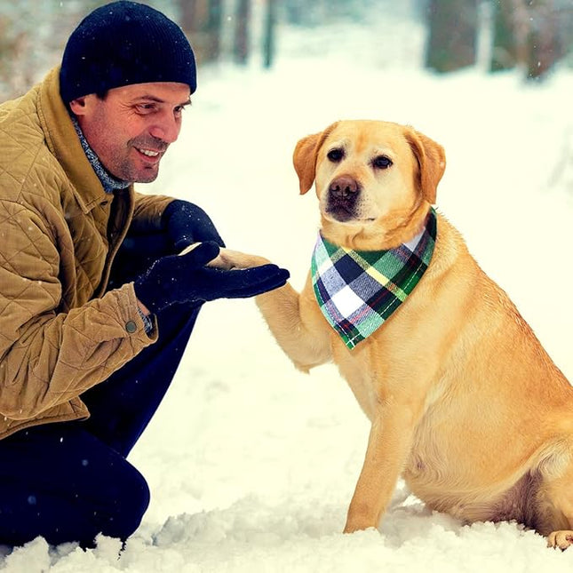 Honoson 6 Pieces Triangle Dog Bandana Dog Scarf Plaid Printing Adjustable Bibs Scarf Washable Square Kerchief Bandana Set for Small to Medium Puppy Cat(16.1 Inch,Elegant Drawstring Style)