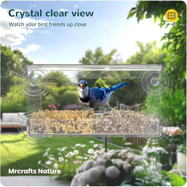 Window Bird Feeder with Strong Suction Cups, Clear Window Bird feedersfor Viewing, Cardinal Bird Feeders for Outside, Unique Gift