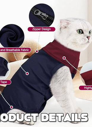 Cat Recovery Suit Female, Breathable Onesie After Surgery Female for Abdominal Wounds or Skin Diseases, Anti-Licking Full Body Cat Surgery Recovery Suit, E-Collar Alternative Wear