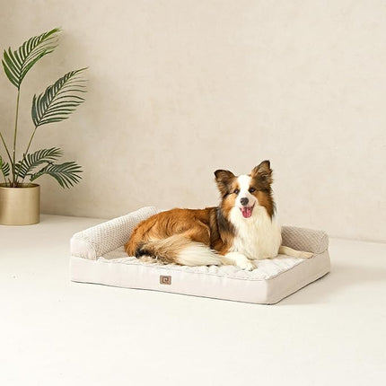 EHEYCIGA Memory Foam Dog Bed XLarge Sized Dogs, Extra Large Dog Bed Orthopedic with Washable Removable Cover, Waterproof XL Pet Bed Couch, 44x33x6 Inches, Beige
