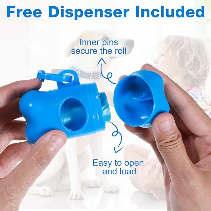 Teling 3000 Count Dog Poop Bags Pet Waste Bags for Poop with 3 Dispensers for Home, Outdoor, Puppy Walking, and Travel, 12 x 8.6 Inch(Blue)