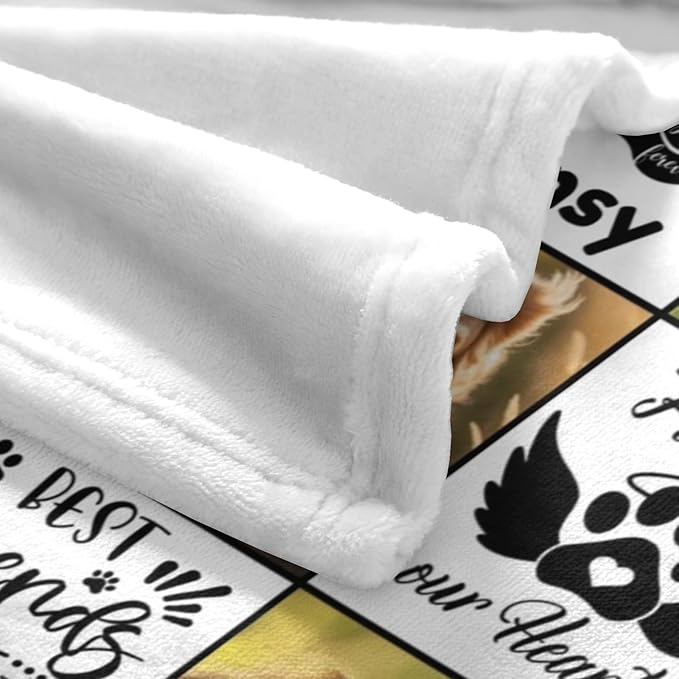 Artsadd Custom Dog Photo Memorial Blanket Personalized Pet Memorial Gifts for Dogs Loss of Pet Sympathy Gift Bereavement Remembrance Passing Away Gifts, Picture Blanket