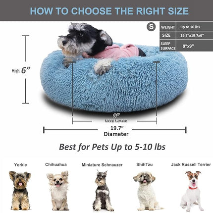 Puppy Beds for Small Dogs Washble 19 Inches Extra Small Anti-Anxiety for Calming Dog Doggie Bed Luxury Machine Washble Anti-Slip Waterproof Mute Bese Round Dog Bed.