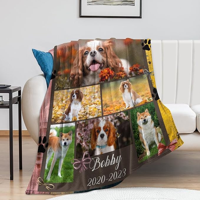 Artsadd Custom Dog Memorial Gifts for Loss of Pet Cat, Personalized Dog Memorial Blanket with Photos, Pet Memorial Gifts, Pet Loss Gifts, Pet Memorial Throw Blanket, Gifts for Pet Cat Lovers