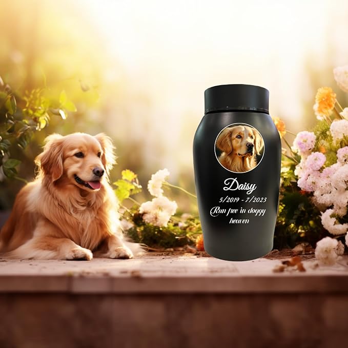 Personalized Dog Urn, Stainless Steel Cremation urns for Pets Ashes, Custom Photo Pet Memorials Pet Urn, CremationUrn for Pet Ashes(Drop Shape)