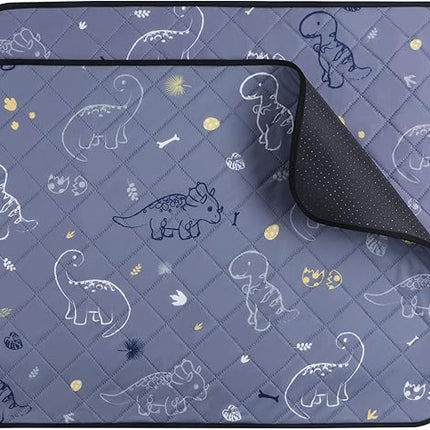 IEUUMLER Washable Pee Pads for Dogs, 2 Pack Non-Slip & Waterproof Pack Whelping Pad, Reusable Washable Puppy Potty Training Pad with Fast Absorbent for Playpen EU007 (Gray Dinosaur, 24"X18"-2pcs)