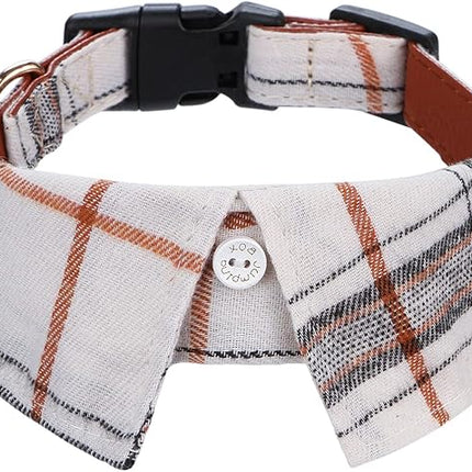 Faleela Cotton Plaid Shirt Style Dog Collar Soft Cute,Boy Dog Collar with Quick-Release Buckle,Adjustable Bow Tie Collar for Small Medium Large Dogs