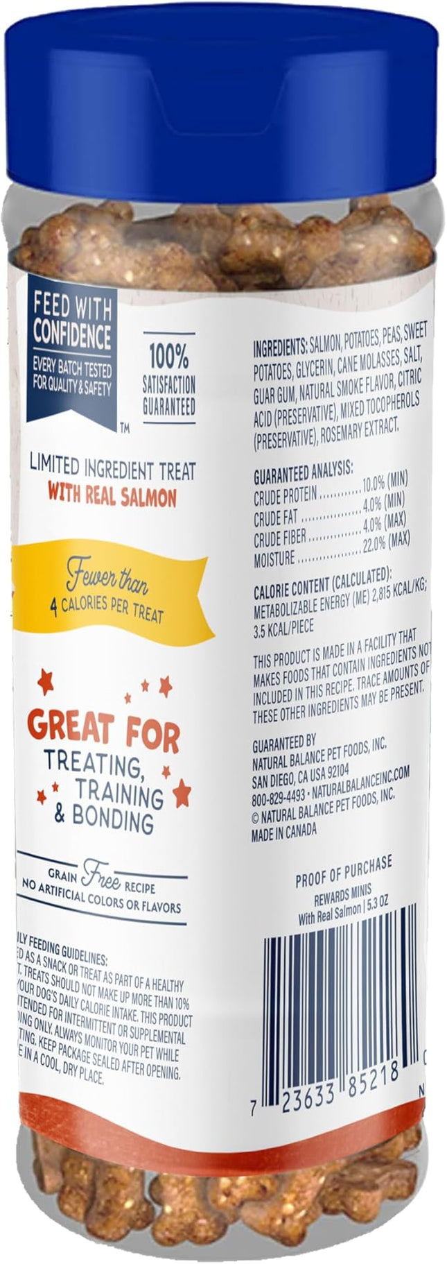 Natural Balance Limited Ingredient Mini-Rewards Salmon Grain-Free Dog Training Treats for Dogs | 5.3 Ounce Canister