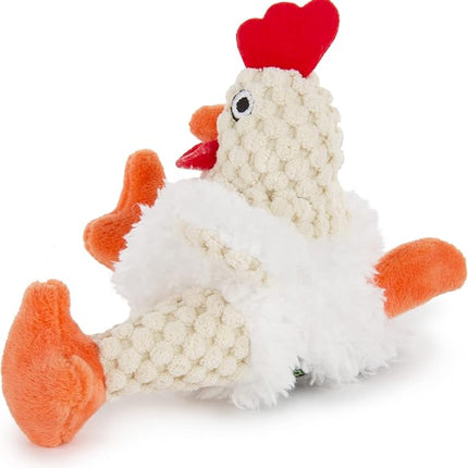 goDog Checkers Just For Me Fat Rooster Squeaky Plush Dog Toy, Chew Guard Technology - White, Mini