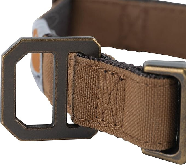 Carhartt Nylon Duck Dog Collar, Fully Adjustable Durable 2-Ply Cordura Nylon Canvas Collars for Dogs, Carhartt Brown, Large